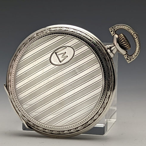 Antique MONDIALE pocket watch silver side open face works well